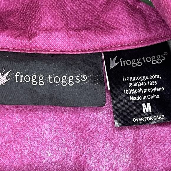 Frogg Toggs Hooded Rain Jacket Pink Zip Pockets Drawstring Hem Size Medium - Picture 3 of 6
